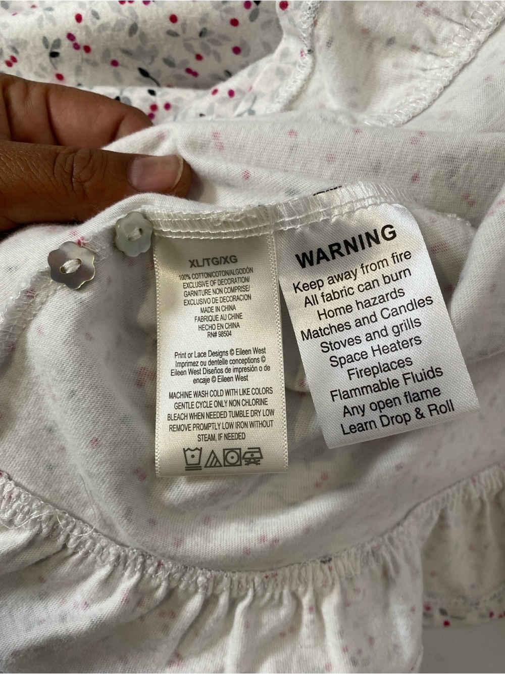Eileen West Cream Floral Button-Front Nightshirt - Picture 7 of 9